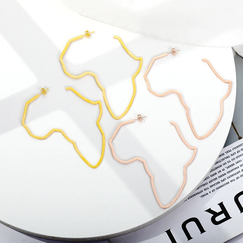Серьги-кольца в виде Африканской карты ювелирные изделия нигерийском стиле из