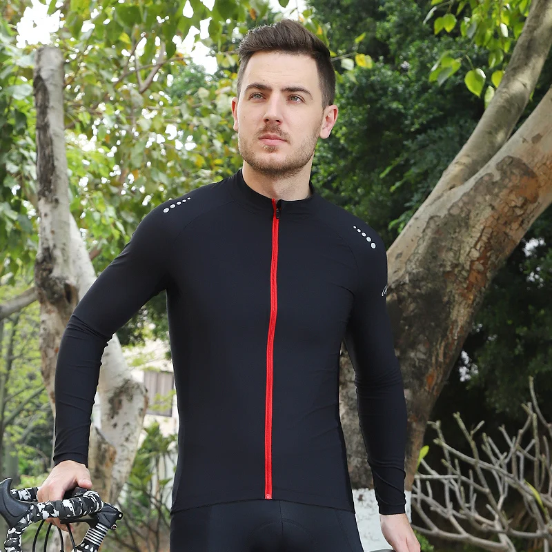 Мужские велосипедные рубашки CHEJI черные эластичные быстросохнущие с длинным