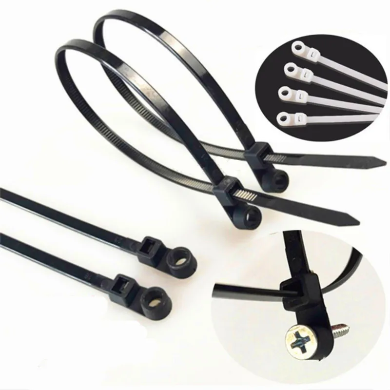 

15cm 20 cm Mountable Self locking Nylon Cable Zip Ties Loop Wrap Bundle Ties UL Rohs Approved Black and White 50PCS