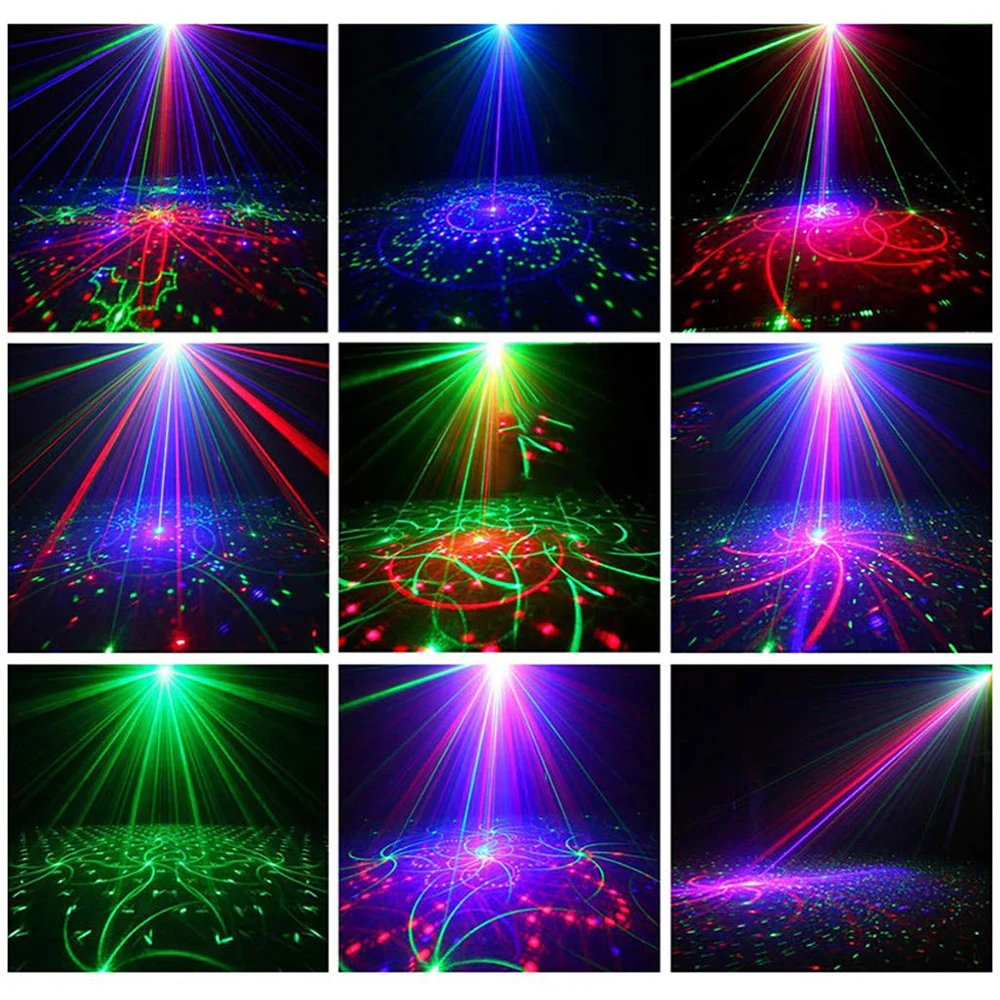 

60 Patterns RGB Stage Lights Voice Control Music Led Disco Light Party Show Laser Projector Lights Effect Lamp with Controller