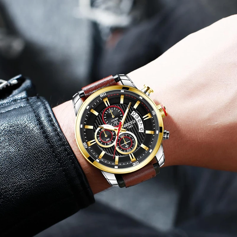 NIBOSI Watch Men Luxury Brand Analog Leather Sports Watches Men's Army Military Man Quartz Clock Relogio Masculino | Наручные часы
