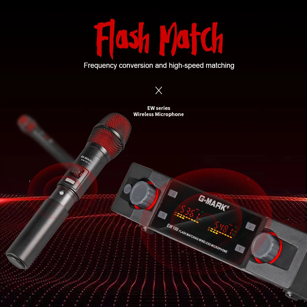 G-MARK EW100FM беспроводной микрофон ручной профессиональный караоке с регулируемой