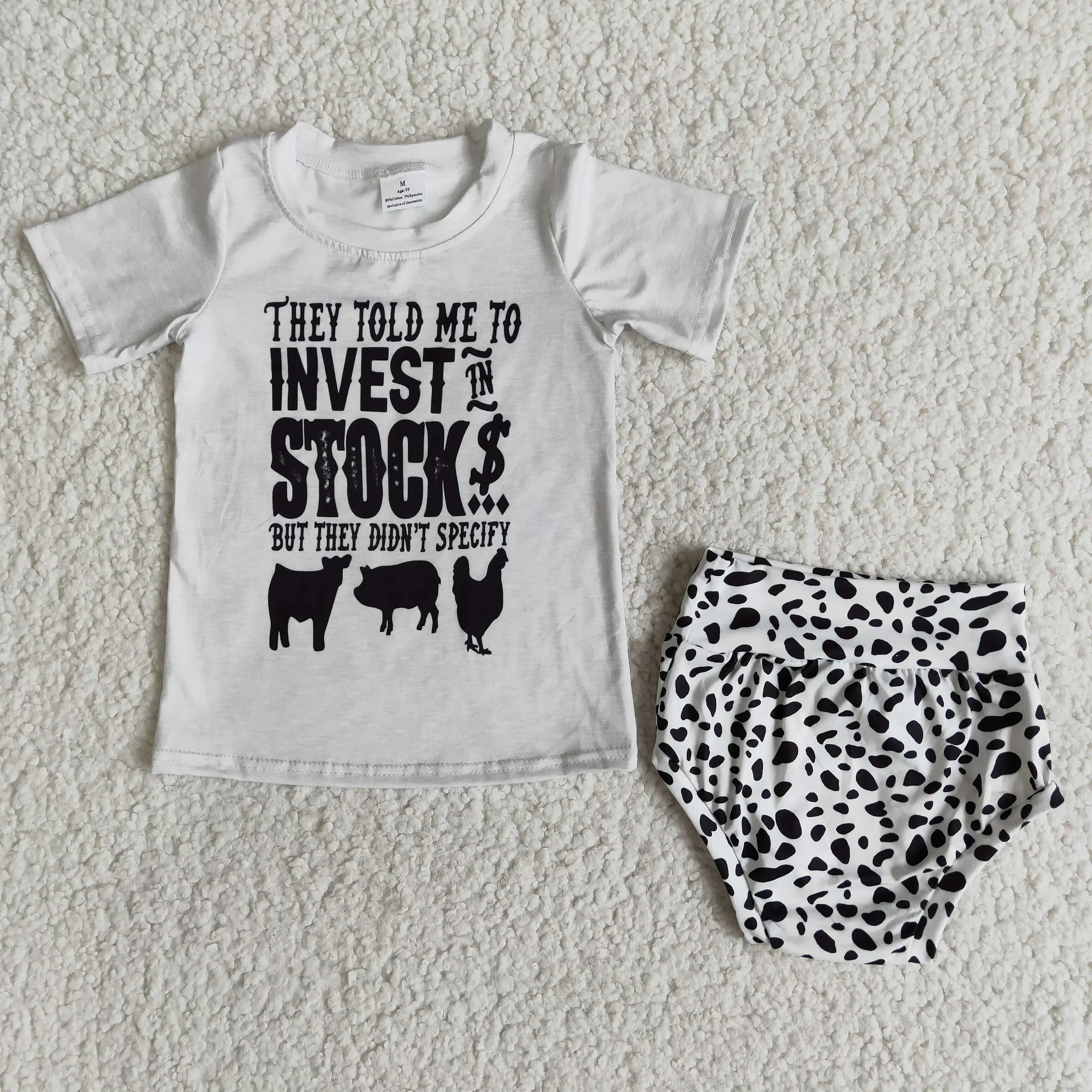 

They Told Me To Invest in Stock But They Didn't Specify Cow Pig Chicken Baby Bummies Set