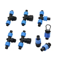 40 pcs 16mm drip tape locked straight three way end plug connectors 12 34 thread dn17 pipe connection accessories