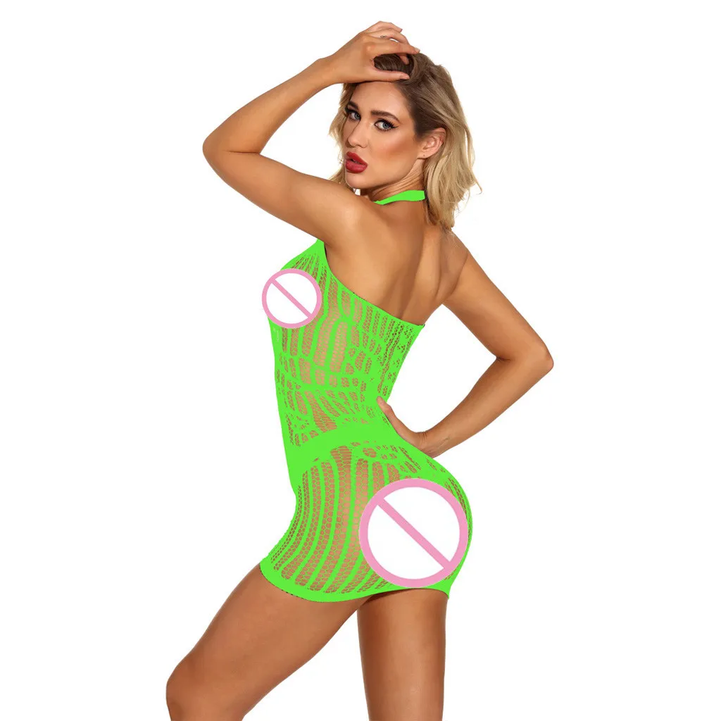 2020 женские боди с лямкой на шее прозрачное Сетчатое Прозрачное нижнее белье