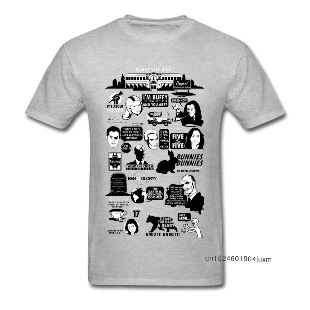 T-shirt Buffy Vampire Slayer Tshirt Men Quotes From the Hellmouth T Shirt Europe Tops Tees 2019 Newest USA TV Streetwear Grey | Мужская