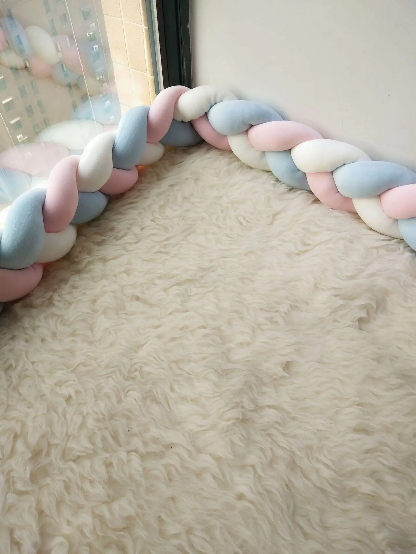 

1M-5MBaby Bed Bumper Protector Infant Cradle Pillow Cushion Braid Knot Bumper cushion child decoration room decoration