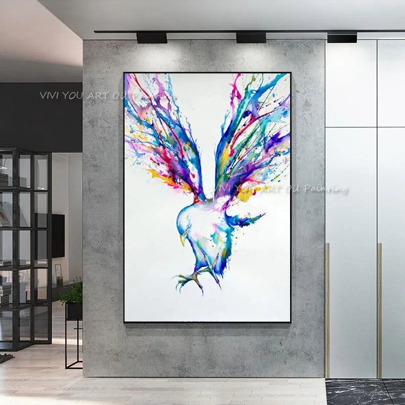 Abstract Wall Art Handpainted Oil Painting Beautiful Flying Birds Paintings on Canvas Modern Best Gift Pictures Home Decor | Дом и сад