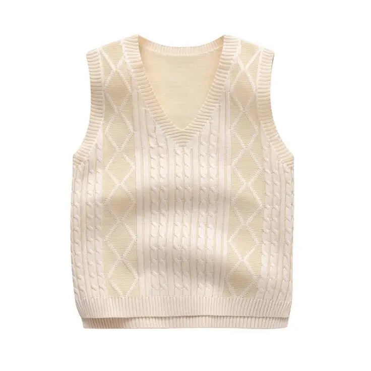Хлопковый вязаный жилет без рукавов с v-образным вырезом для маленьких девочек и