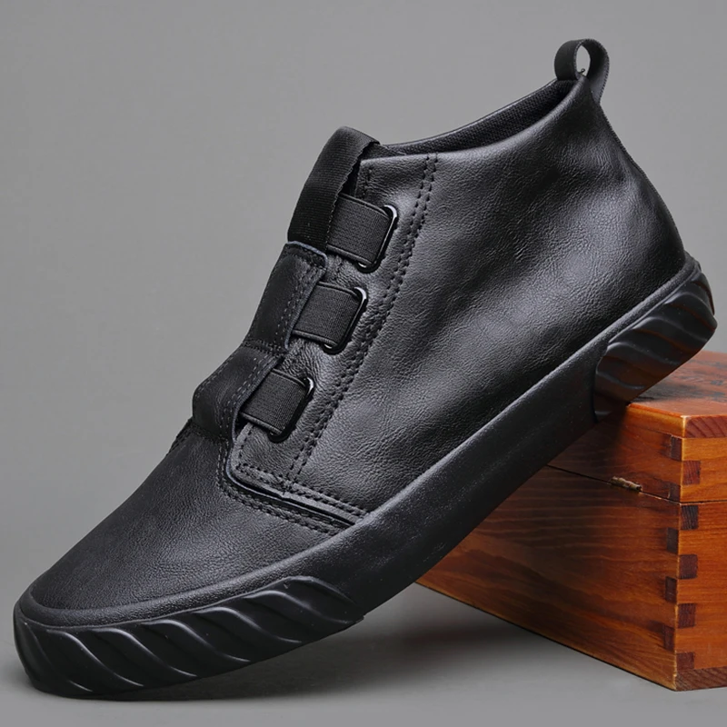 

Мужские повседневные ботинки, Вулканизированная подошва, на резинке, круглый носок, роскошные простые полусапожки на платформе, в Корейско...