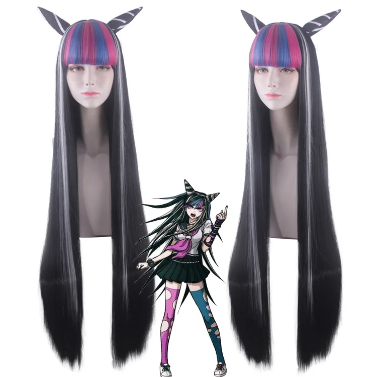 

Anime Danganronpa Cosplay Ibuki Mioda Wig 100cm Long Heat Resistant Synthetic Hair+ Wig Cap For Girls