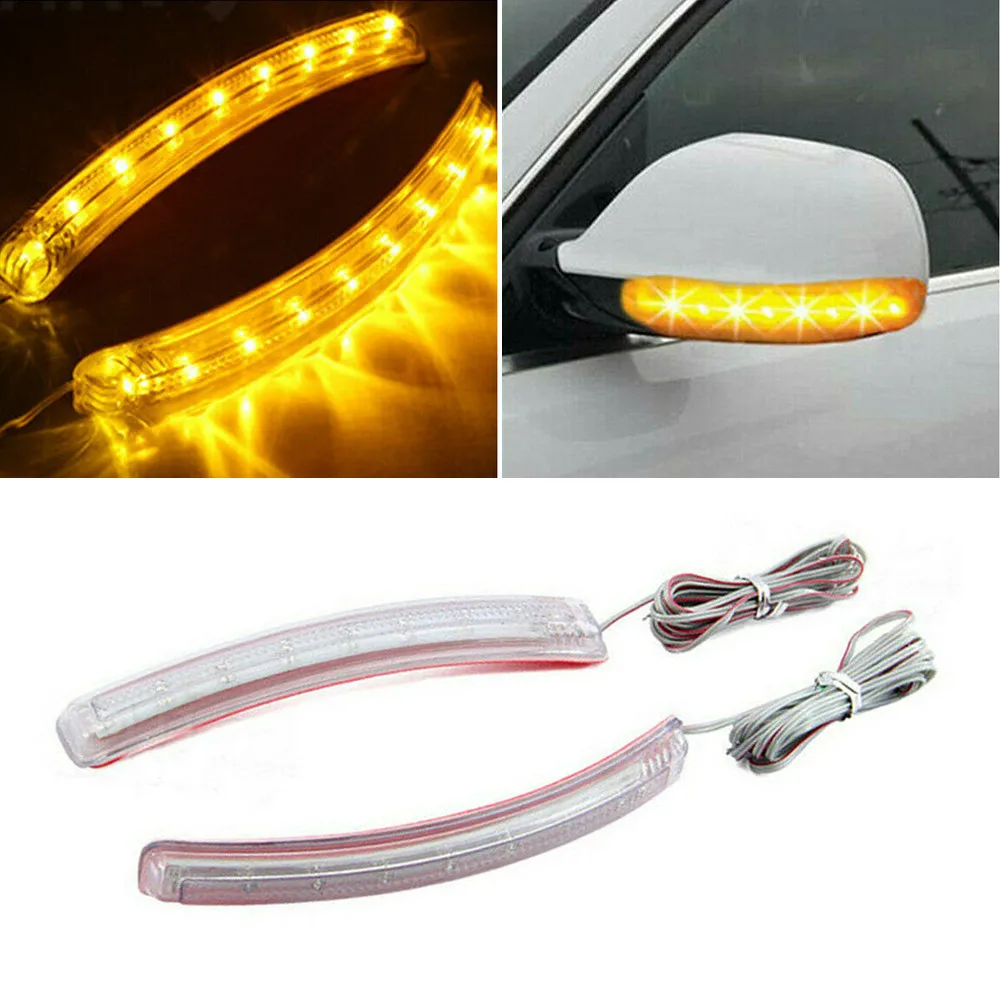 

2X Yellow Cars 9LED Turn Signals Modified Rearview Mirror Decorative Lights High Temperature Resistant Waterproof Material