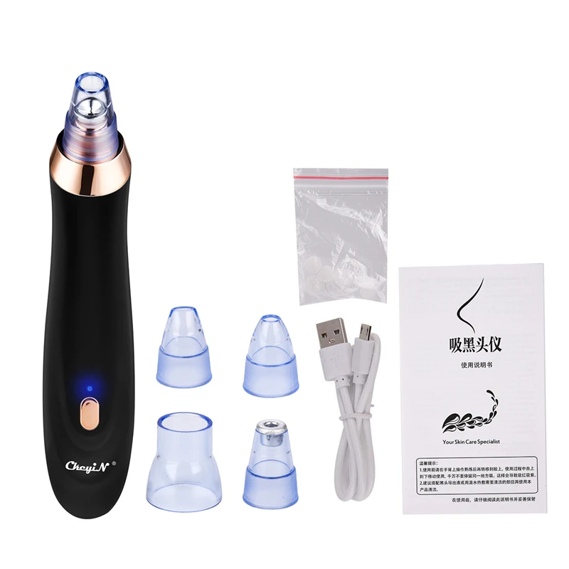 

CkeyiN Vacuum Suction Blackhead Remover USB Rechargeable Facial Pore Cleaner Electric Blackhead Acne Comedo Extractor Machine