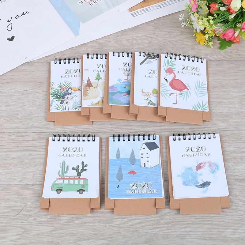 2020 мини настольная бумага календарь Лес Животные стиль ежедневный планировщик