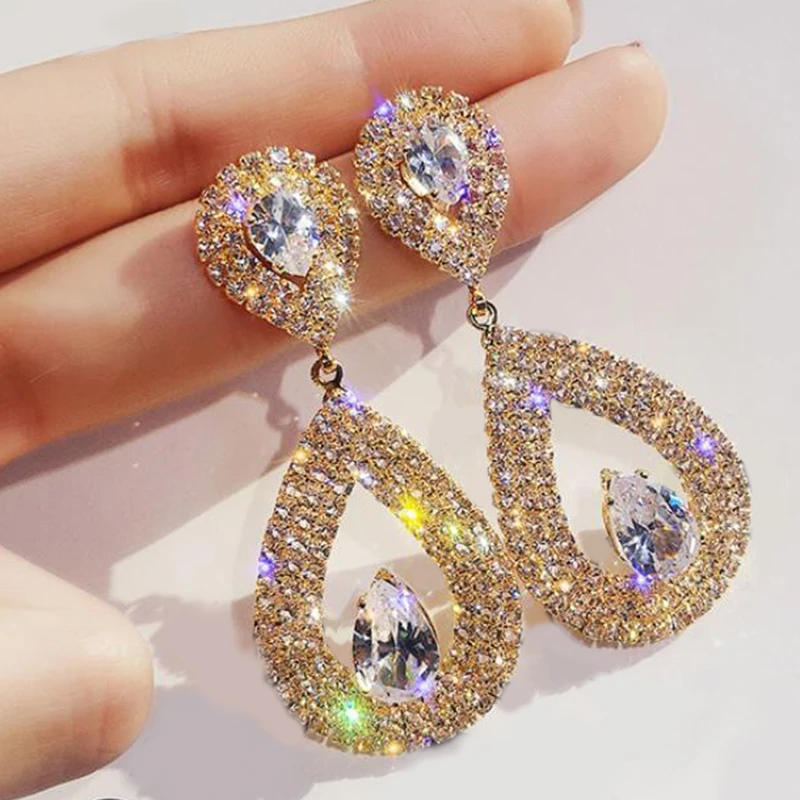 2 шт./компл. Модные женские серьги капли с украшением в виде кристаллов