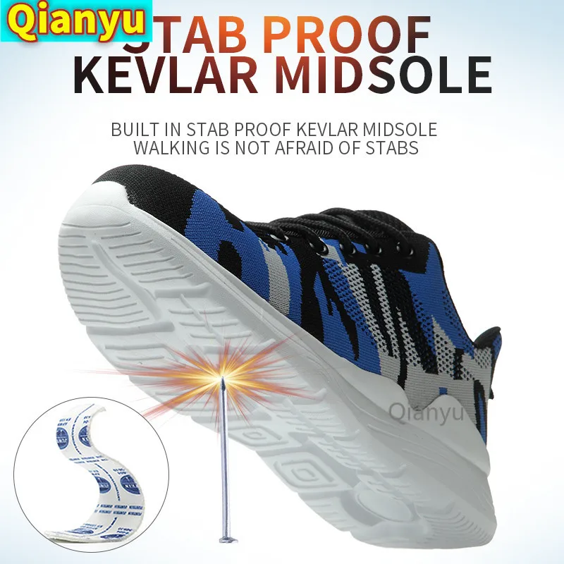 

2021 Men's and women's steel toe safety shoes, anti-puncture boots, indestructible lightweight breathable protective shoes