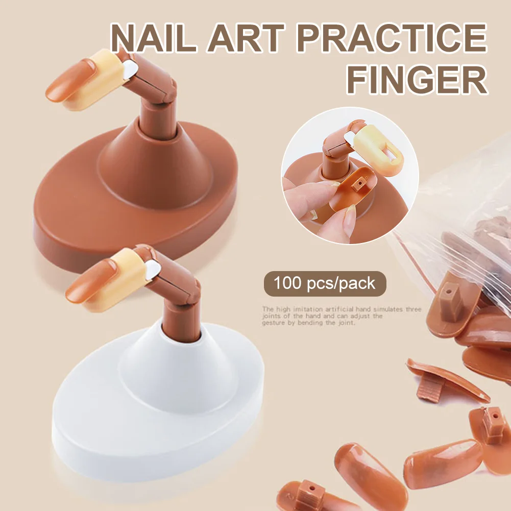 

New Nail Art Practice Finger Flexible Movable Fake Finger with Detachable Base 3 Fake Fingers Manicure Tool for Acrylic Nails