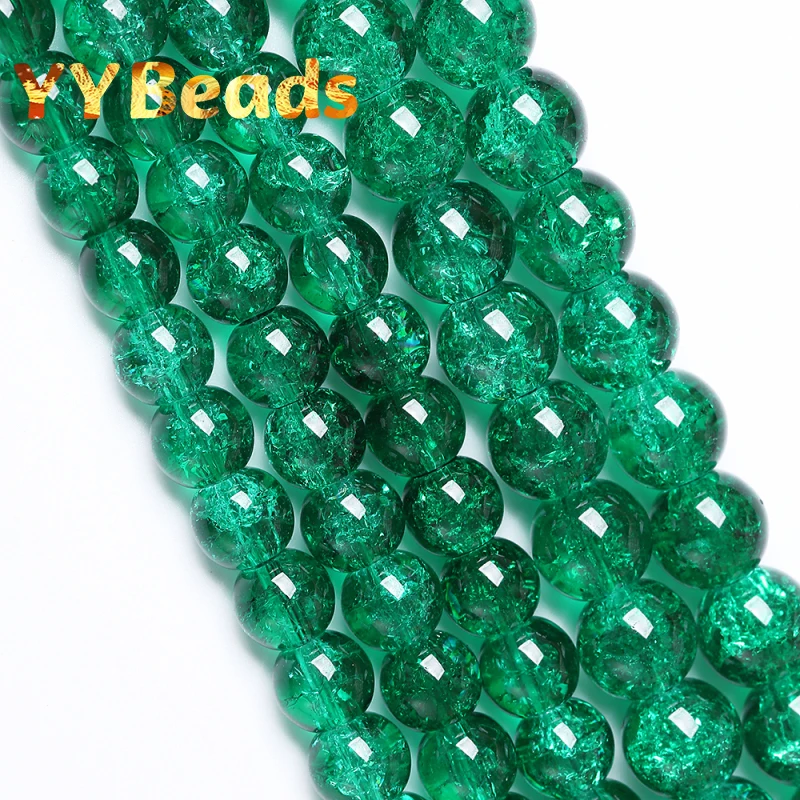 

Natural Green Cracked Crystal Stone Beads Round Loose Charm Beads For Jewelry Making DIY Bracelets Necklaces Accessories 8-12mm