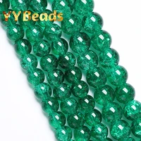 natural green cracked crystal stone beads round loose charm beads for jewelry making diy bracelets necklaces accessories 8 12mm
