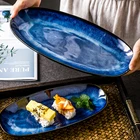 Блюдо для сервировки с изменением печи в японском стиле, 28,3 см, 34,7 см, фарфоровые овальные обеденные тарелки для мяса, закусок, десертов, рыбы