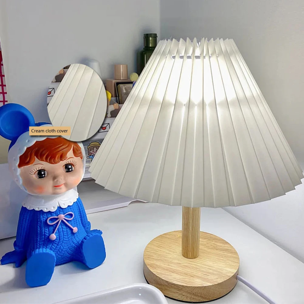 

Korean Retro Style Wood Table Lamp Bedroom Living Room Simple Modern Desk Bedside Study Night Light Decorations Christmas Gift