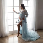 ТРАПЕЦИЕВИДНОЕ платье для беременных с 3D цветочной аппликацией из тюля с V-образным вырезом