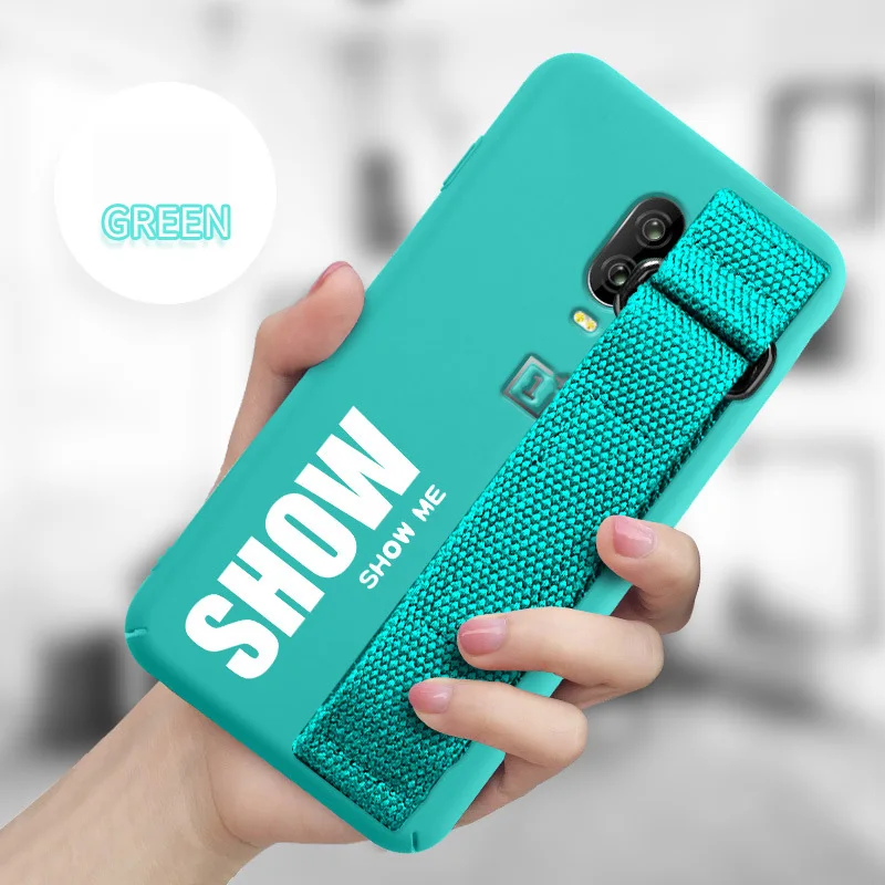 Green Чехол для Oneplus 7T 7 Pro 7 6 6T 5 5T чехол мягкий силиконовый матовый чехол для One Plus 1+ 7T чехол с ремешком на руку - Цвет: Green