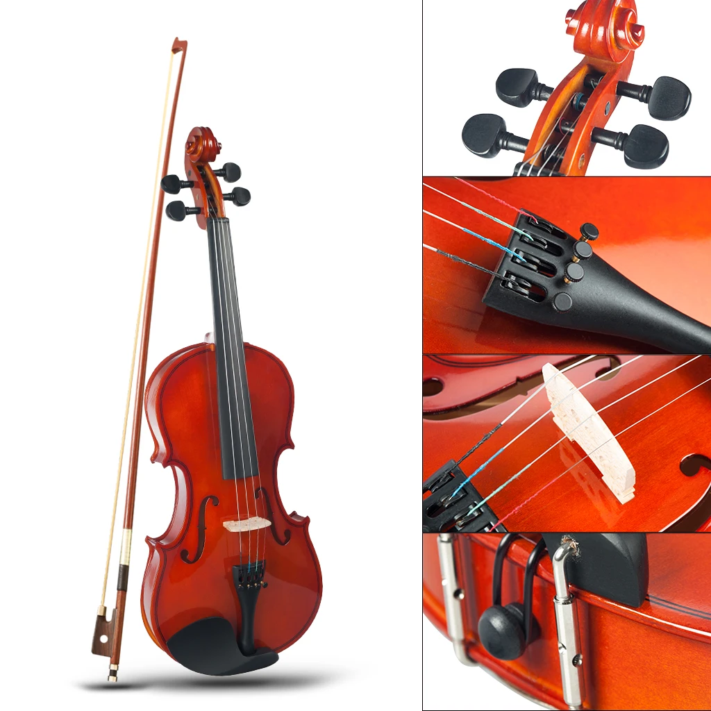 NAOMI Acoustic Violin Set Size 4/4-1/8 Basswood Body Black Solidwood Fittings w/ Violin Case+Shoulder Rest+Mute+Rosin+Strings enlarge