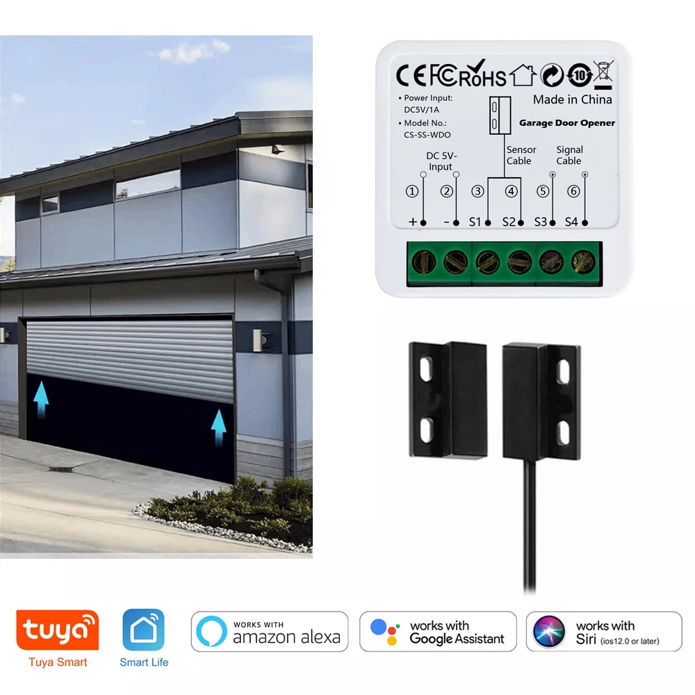 

Tuya Smart Garage Door Opener Control Module WiFi Switch App Remote Timer Works with Alexa Google Home Siri Voice Commands