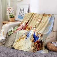 retro oil painting angel 3d printed blanket for beds anime flannel blanket home decor fashion baby throw blanket