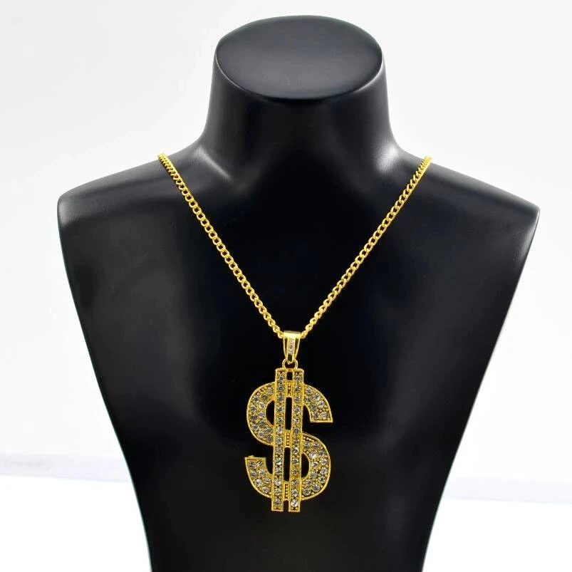 

2021 New Womens Necklaces Hot Sale Jewelry Full Of Diamonds Small Dollar Symbol Necklace Nightclub Men And Women Pendant K1188