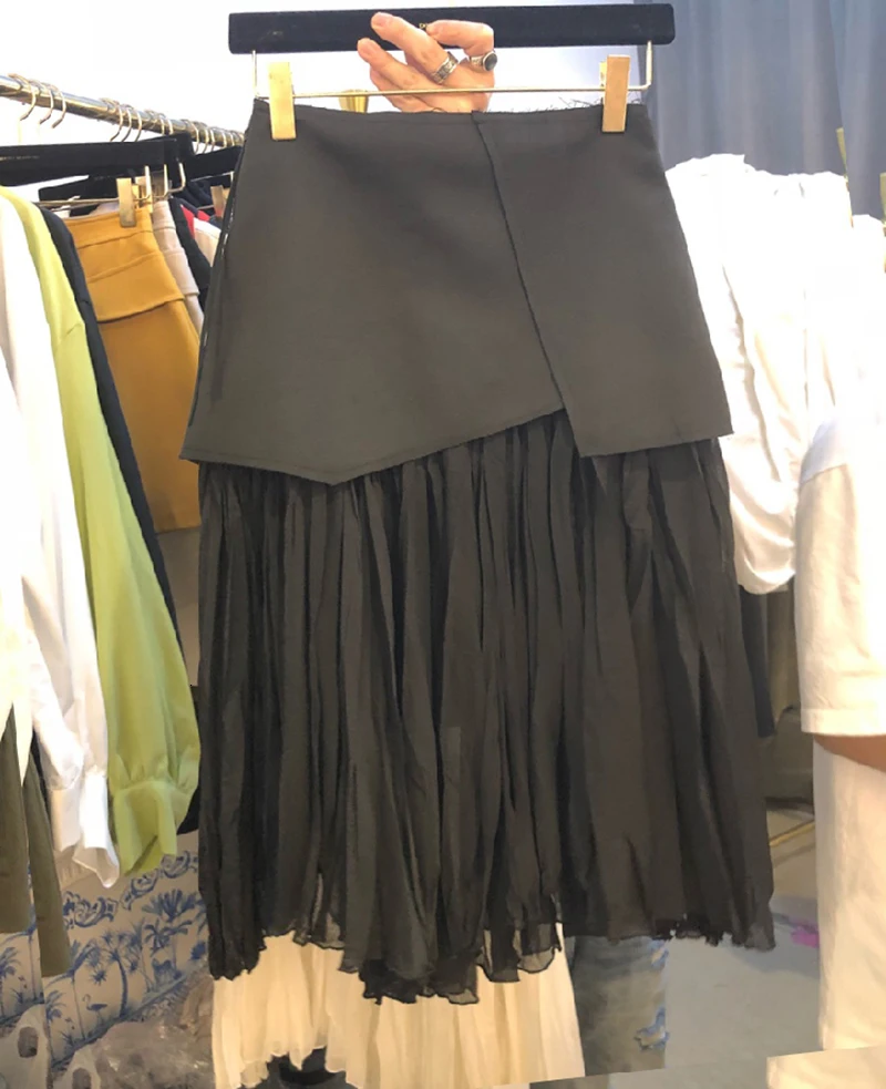 Корейский стиль 2020 весна и осень новые женские юбки модные однотонные хлопковые