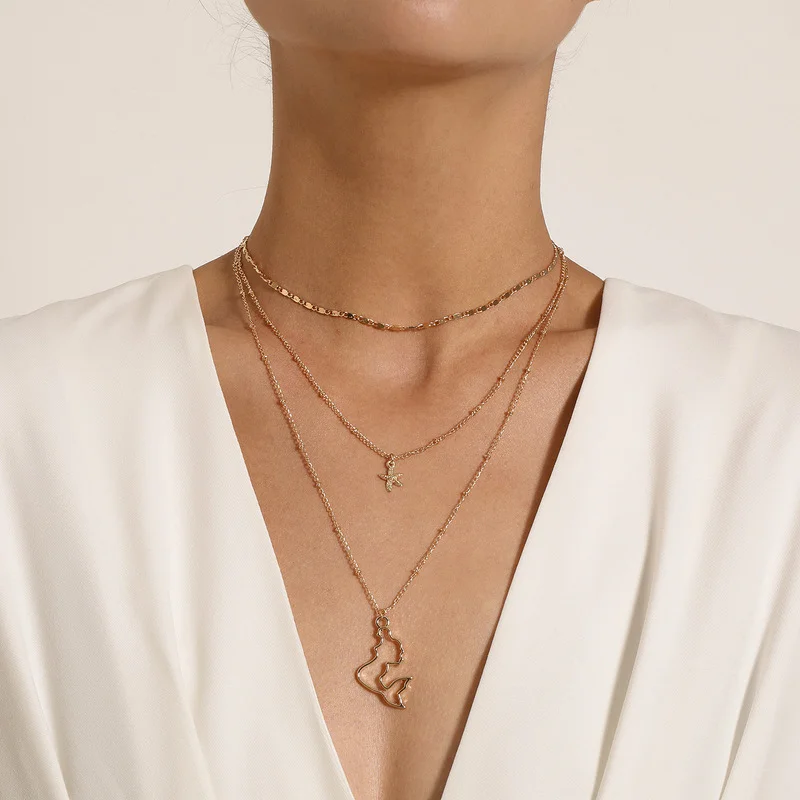 

Vintage Boho Multilayer Choker Cat Star Pendant Chain Necklace for Women Gold Silver Color Collar Fashion Jewelry Gift