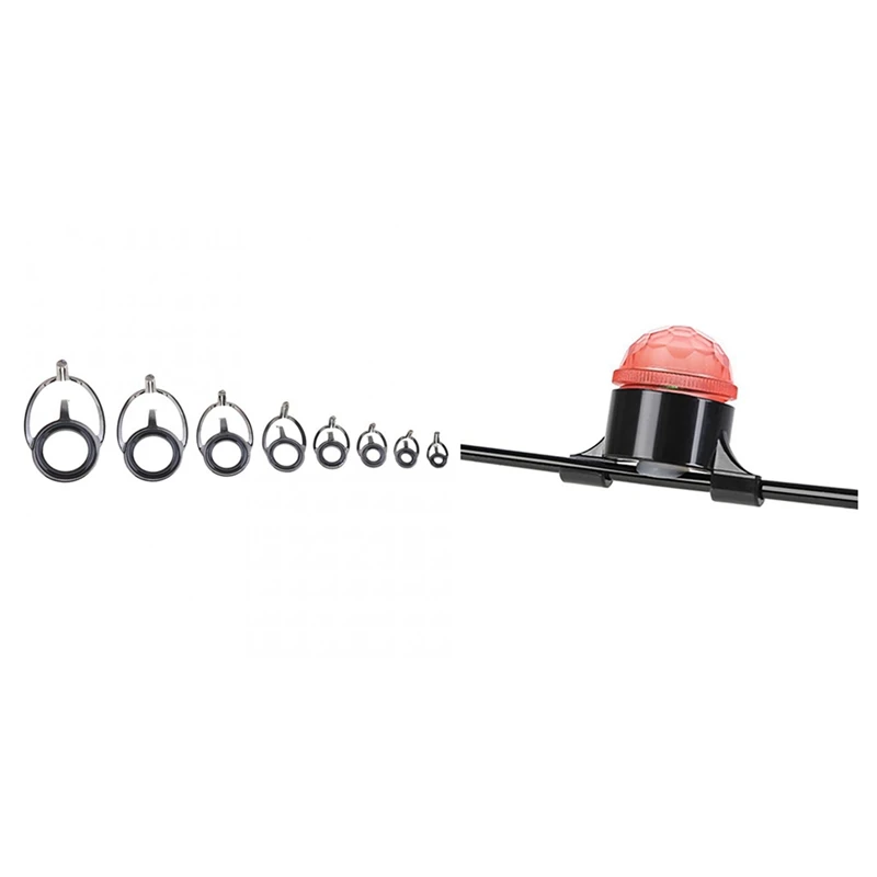

8 Pcs Fishing Rod Guide Eyes Guides Line Rings with Sea Rod Fishing Alarm Sensor Mini LED Light Alarm Light Induction