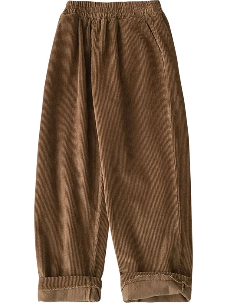 Штаны женские вельветовые мешковатые в стиле 90-х с заниженной талией | Женская