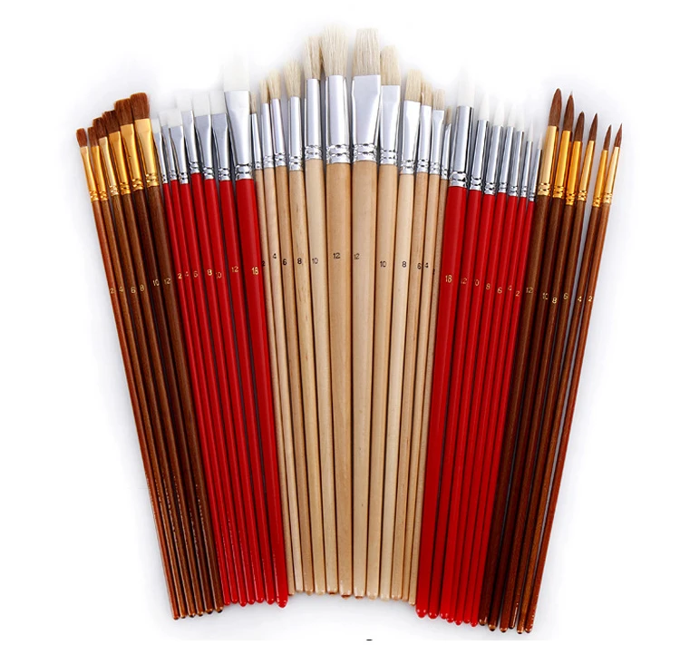 38 шт./компл. Краски кисти с Сумки-холсты чехол Длинная Деревянная ручка синтетических волос товары для рукоделия для Картина маслом Акриловые акварель Краски Инж