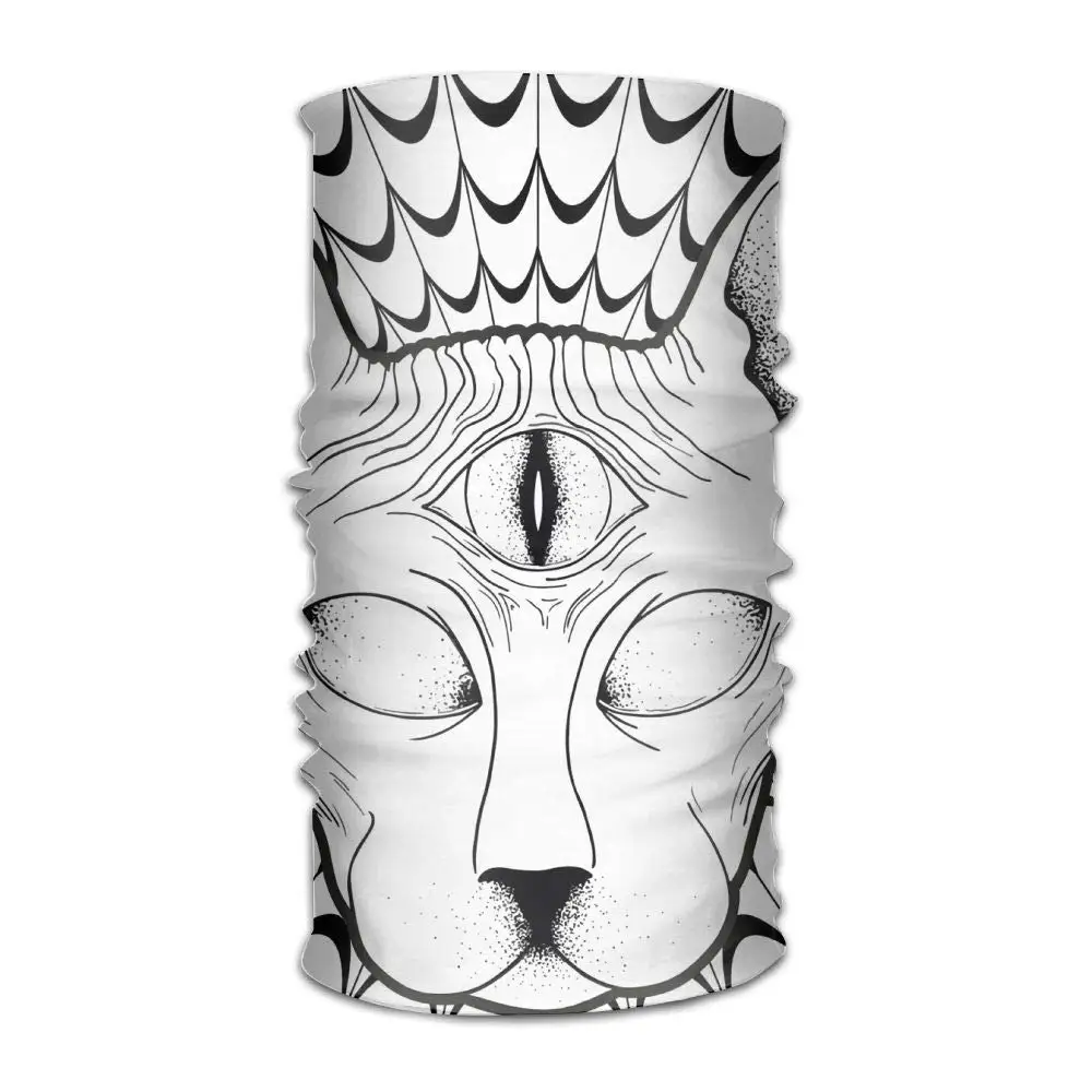 OHMYCOLOR Cat Psychedelic Sketch Headwrap Unisex Headwear Headband Neck Scarf Polyester Do Rag Cap Magic Head Bandana |