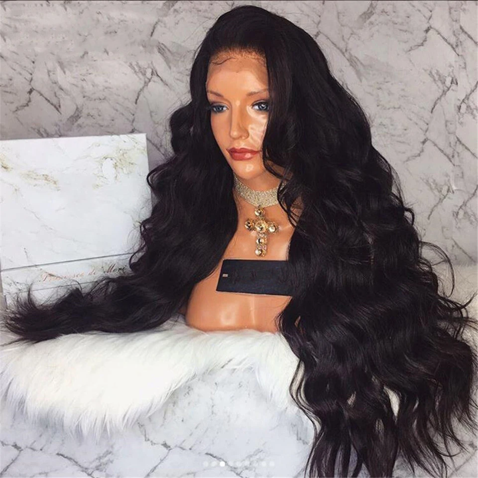 

26 Inches Long Water Wave Natural Black Human Hair Lace Front Wigs With Natural Hairline Remy Hair Lace Wig For Black Women
