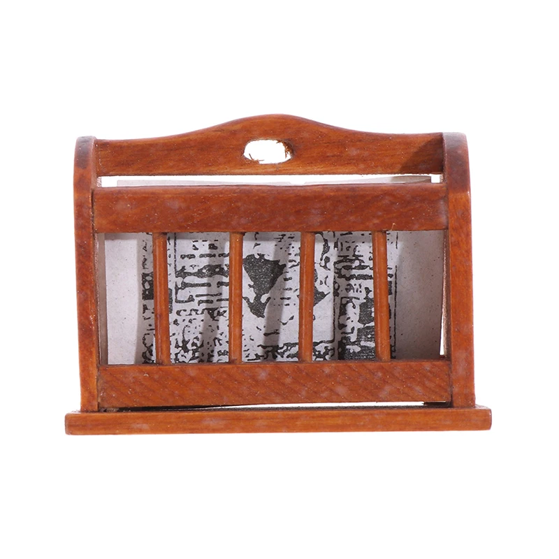 

Doll House Wooden Color Newspaper Rack OB11 Accessories Mini Scene Model