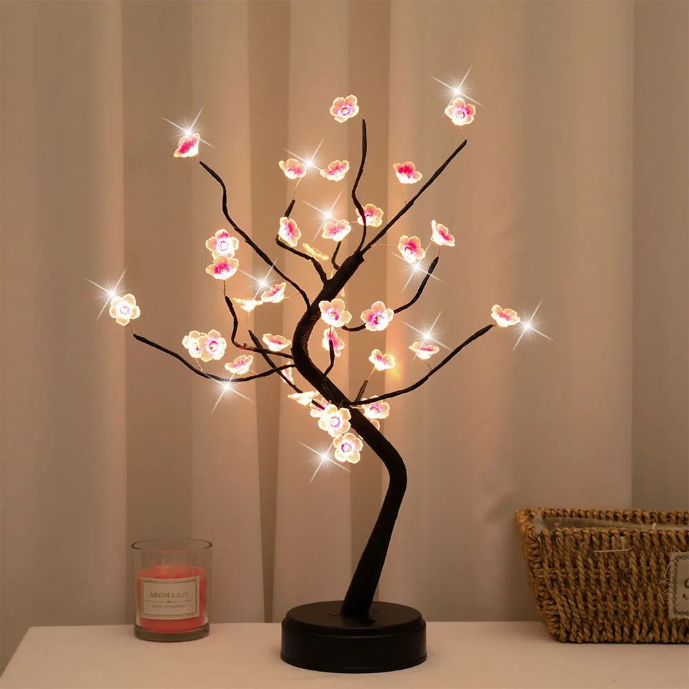 

LED Night Light Cherry blossomsTree Copper Wire Garland Lamp For Home Kids Bedroom Decor Luminary Fairy Lights Holiday lighting