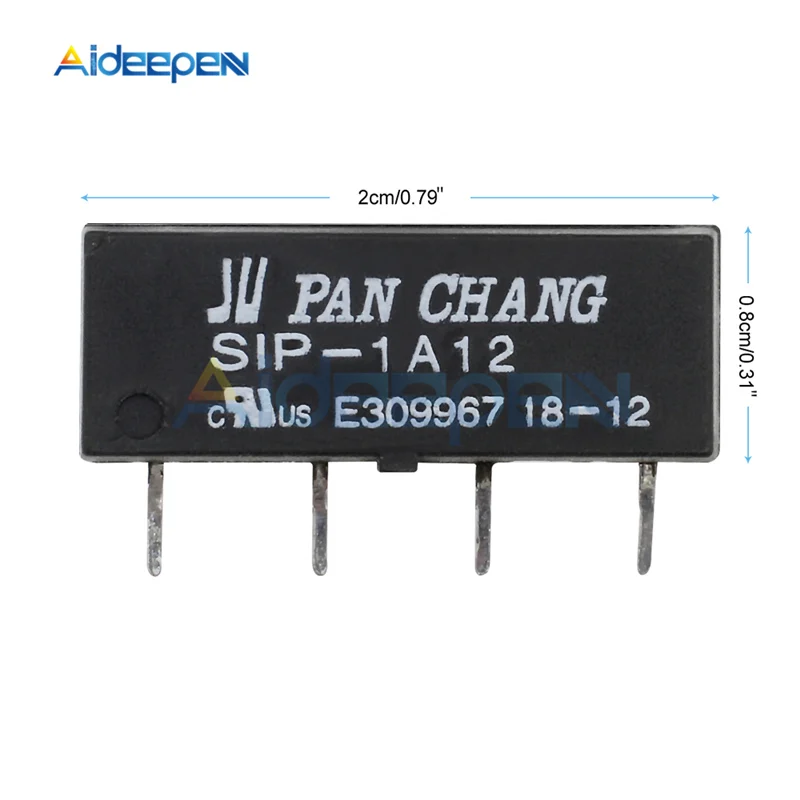 Реле-модуль язычкового переключателя 5 шт./лот SIP-1A05 DC 5V 12V 4-контактное реле для PAN