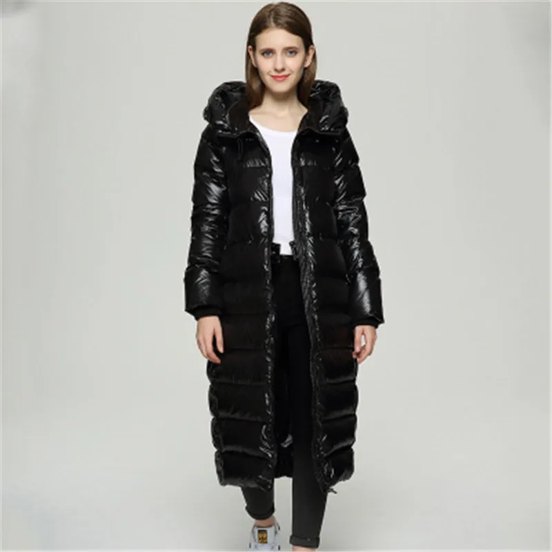 2020 New Winter Down Jacket Women  Hooded Waterproof Shiny Duck Down Coat Long Parka With Big Size Female Feather Snow Outwear