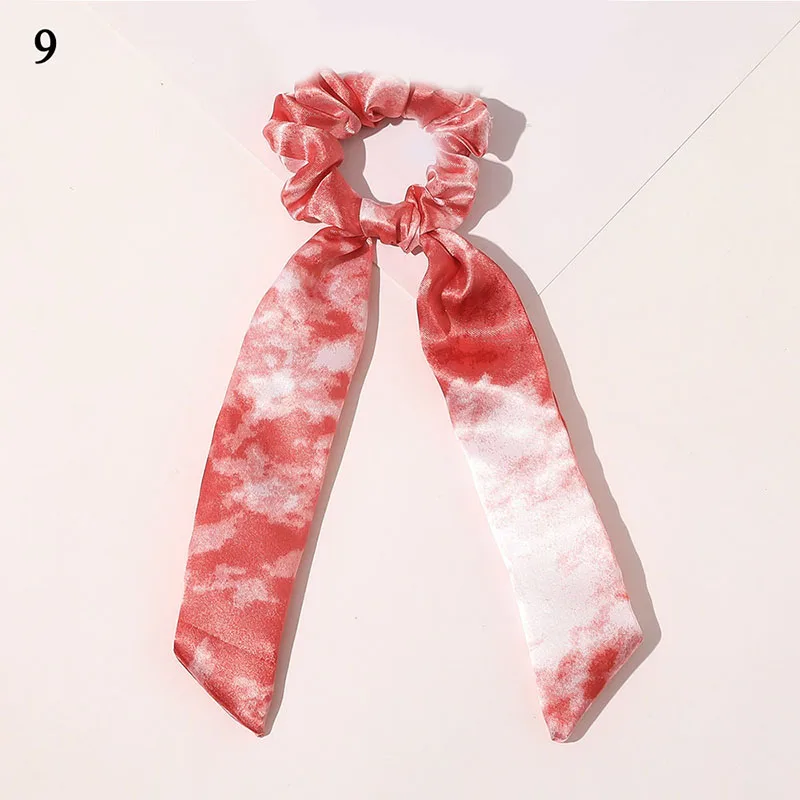 

Fashion Tie-dye Gradient Bow Scrunchies Sweet Elastic Hair Band Girls Hair Accessories Long Ribbon Hair Bands Ponytail Scarf