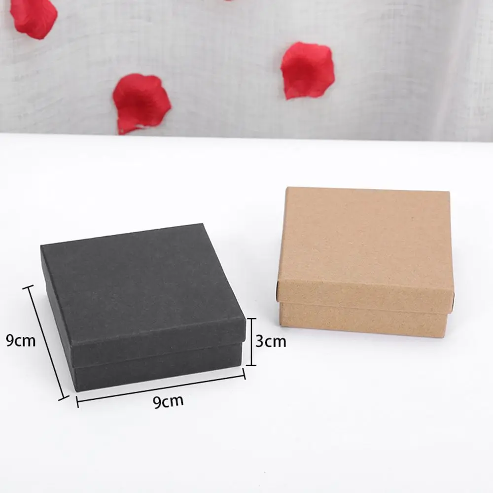 

1PC New Jewelry Boxes Paper Gift Box Vintage Brown Black Ring Box Necklace Box 9*9*3cm Multicolor Simple Style Storage Case