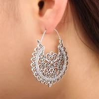 vintage earrings for women 2019 ethnic hollow flower gypsy pendant dangle earring tribal indian jewelry bihoux femme acessories