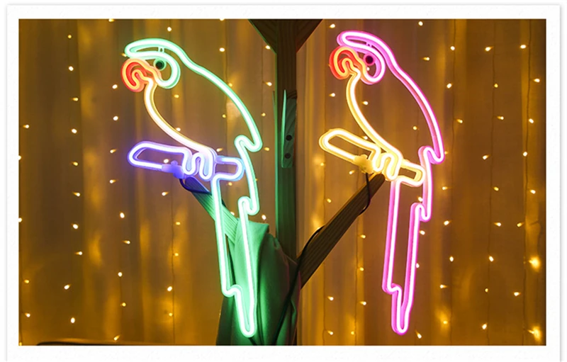 Неоновые попугай бар Домашний настенный знак красочный светильник для Wall Art