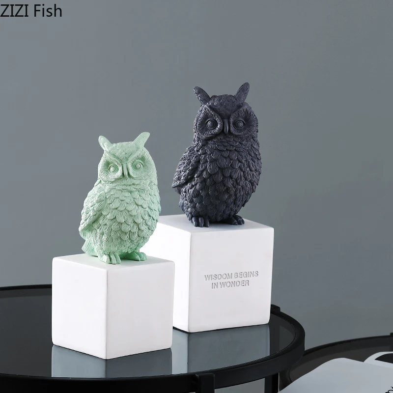 

Modern Simulation Animal Figurines Resin Owl Ornaments Living Room Bookcase Crafts Furnishings Home Decoration Accessories Gifts