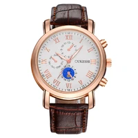 men quartz watches fashion leather chronograph watch clock for gentle mens wristwatch male students reloj hombre