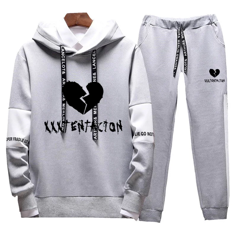

Sets Tracksuit Men Autumn Winter Hooded Sweatshirt Drawstring Outfit Sportswear 2021 Male Suit Pullover Two Piece Set Casual