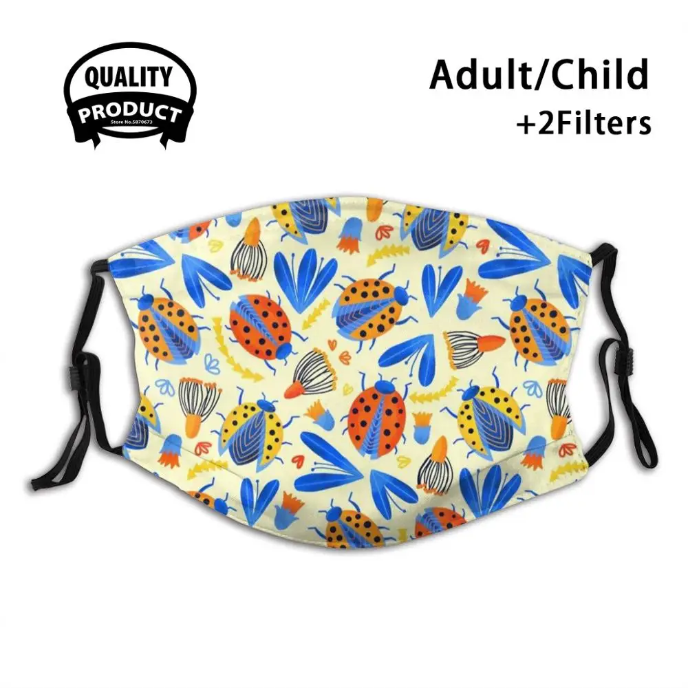 

Весна Божья коровка пижамы ботанический многоразовая маска для полости рта моющийся фильтр против пыли маски для лица божьих коровок в ком...